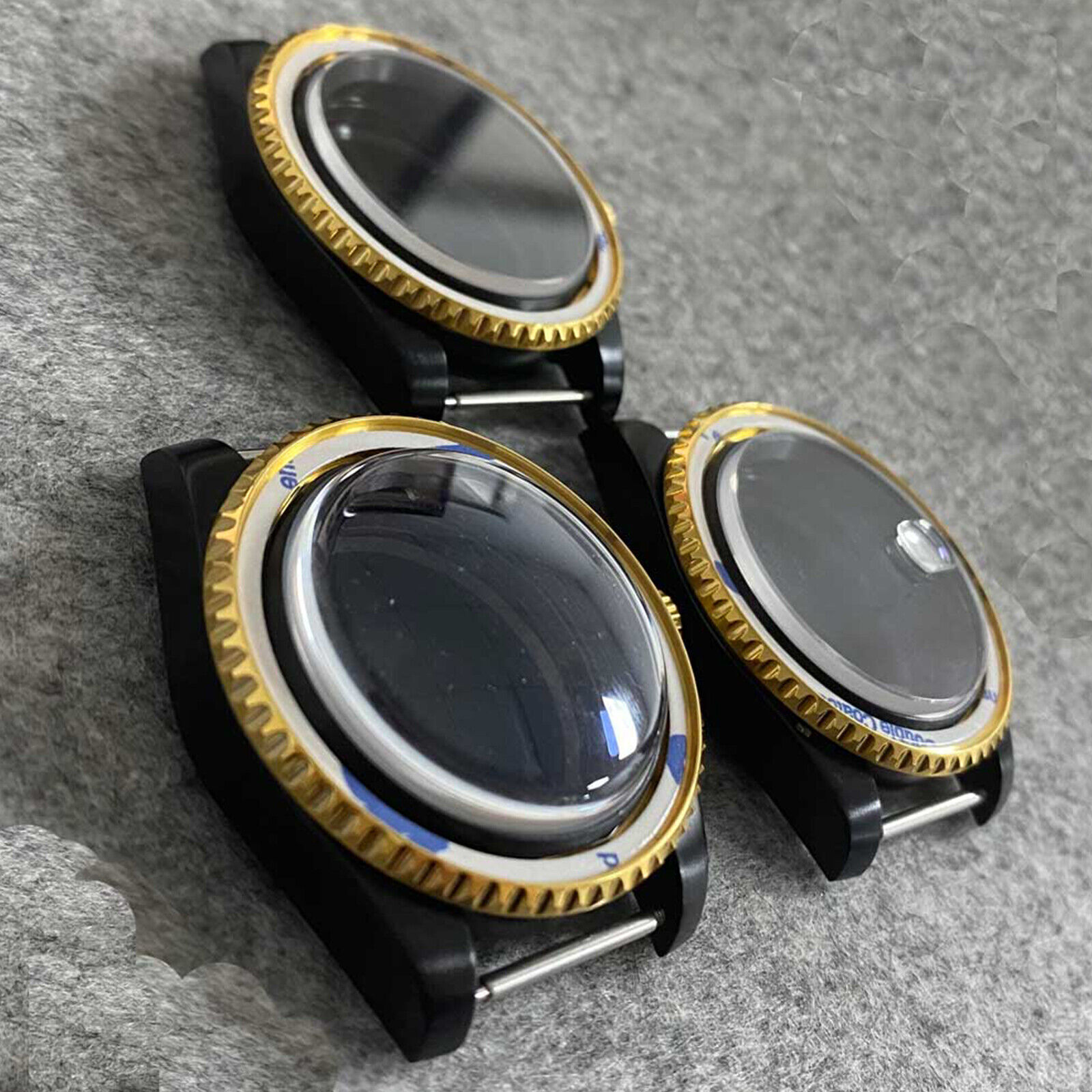 40MM SUB PVD Watch Case Black Gold Sapphire Glass Watch Case for NH35/NH36