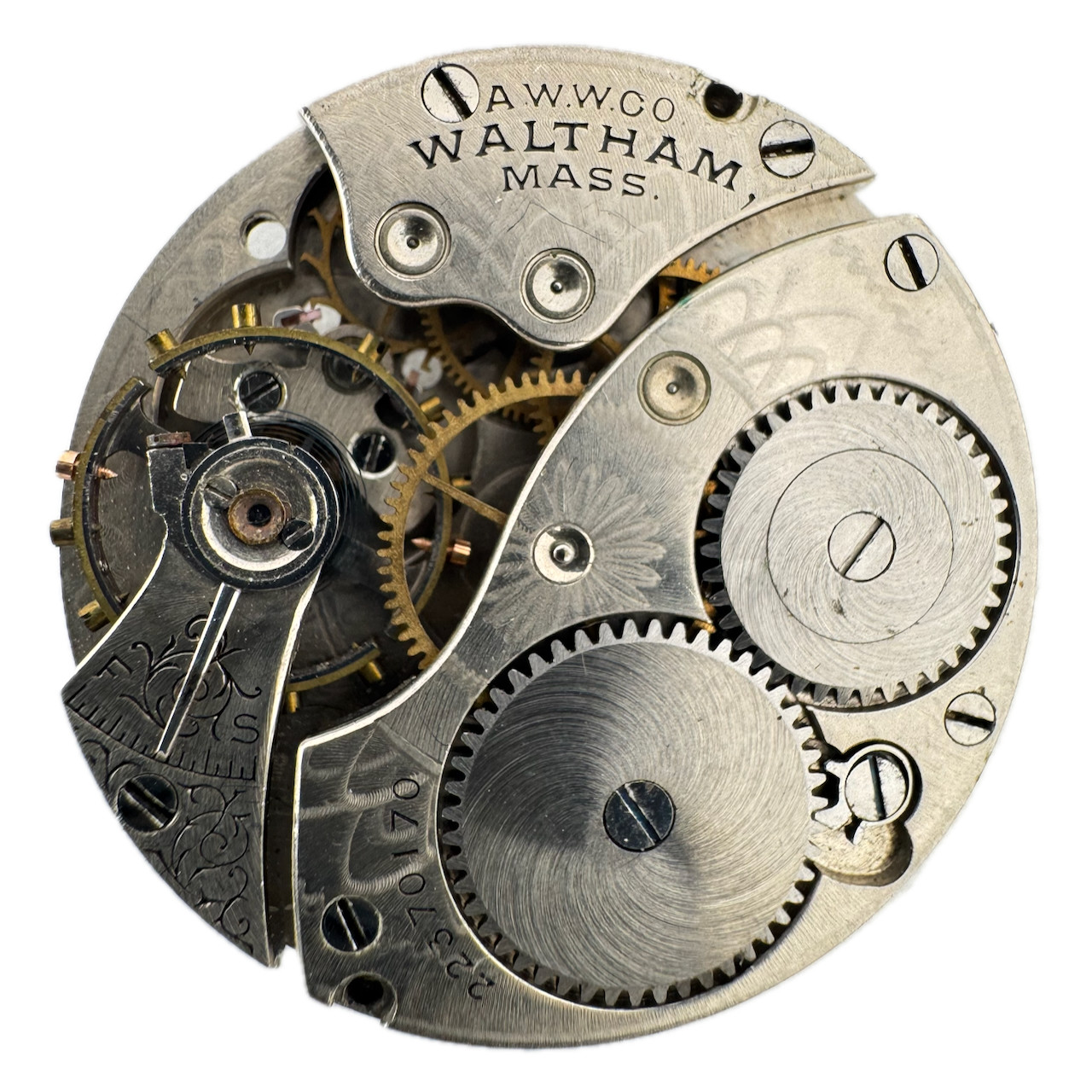 Antique 3/0s 1918 Waltham 7J Mechanical Hunter No Pocket Watch Movement No. 361