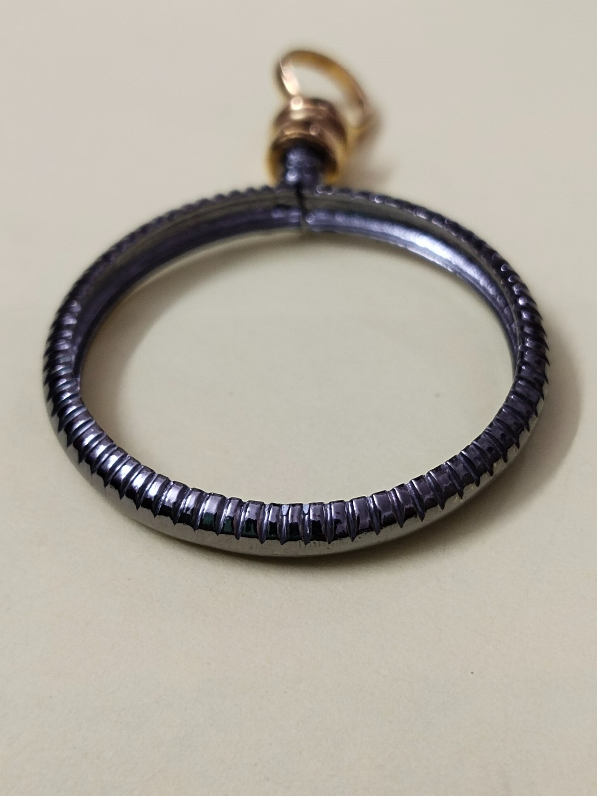 925 Sterling Silver Round Adjustable Bezel Pendant Blank: Coin Connector Setting