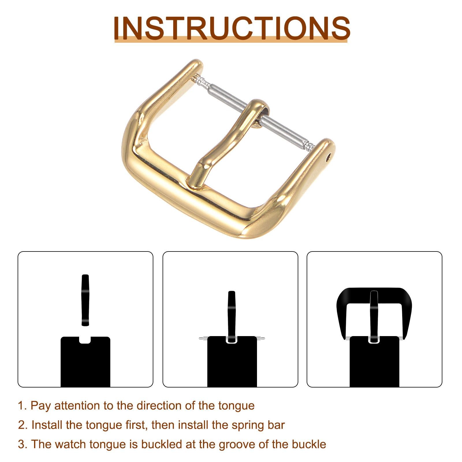 Buckle strap watch, 316 polished stainless steel, gold shades for 18mm