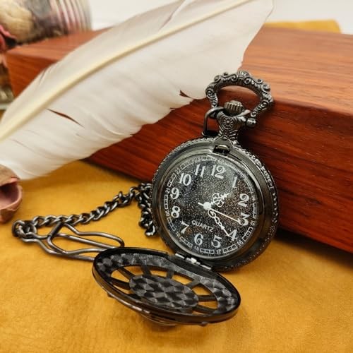 Men’s Retro Multifunctional Pocket Watch,Quartz Compass Gift Pocket