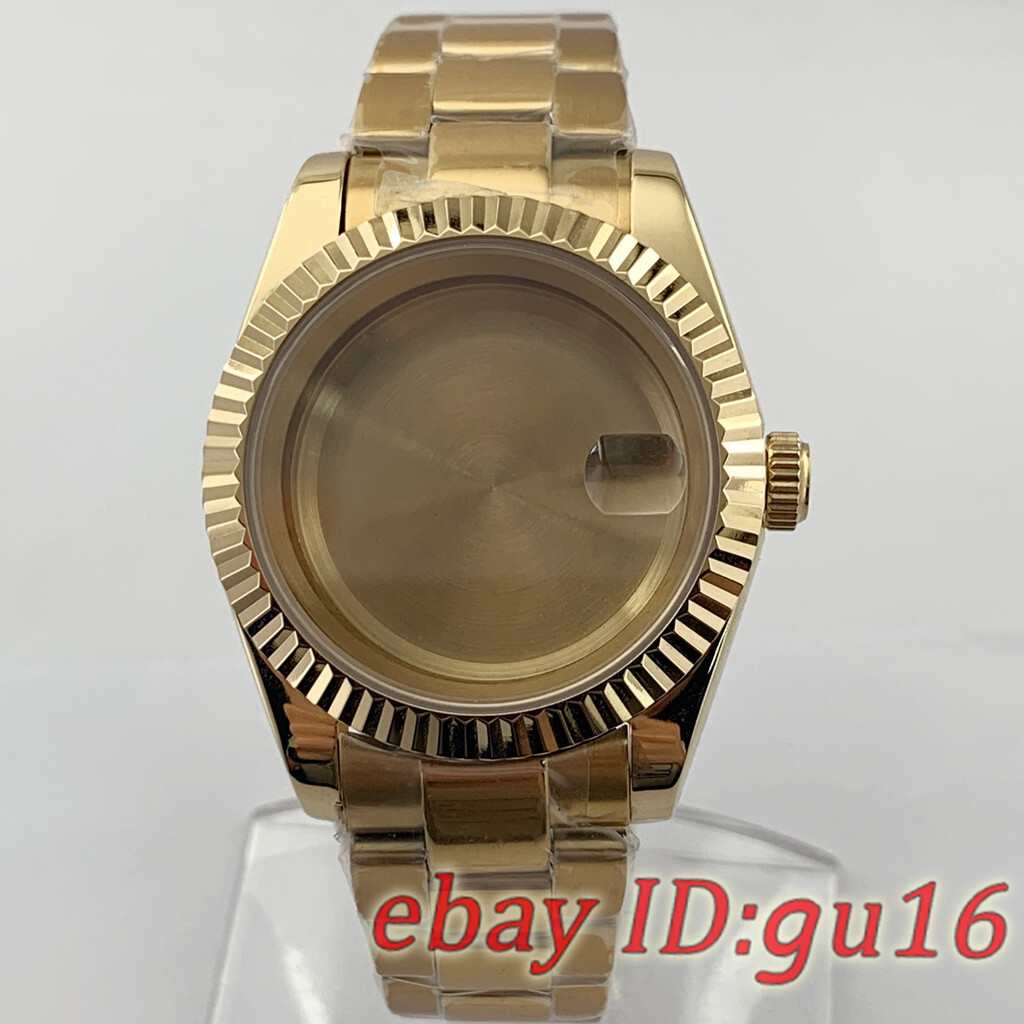 36mm/40mm Gold Oyster strap Watch case Fit NH35 NH36 ETA 2824/2836 Miyota 8215