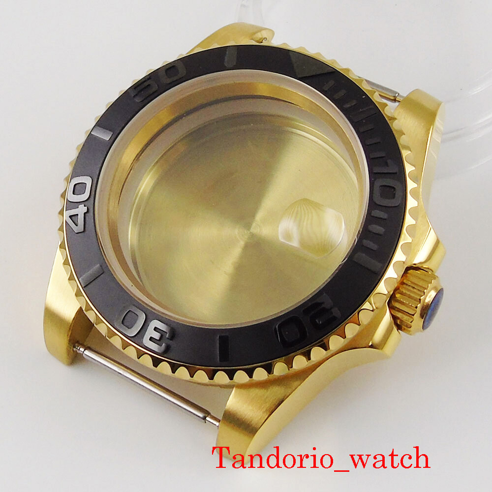 40mm golden plated men watch case fit NH35 MIYOTA 8215 movement sapphire crystal