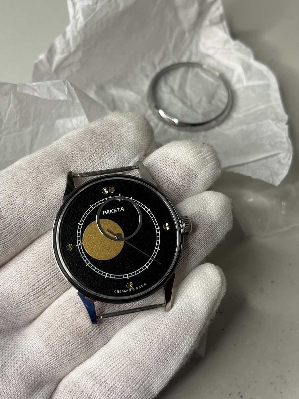 Raketa Copernicus Marriage Watch Parts Set – Case Dial Hands – No Movement