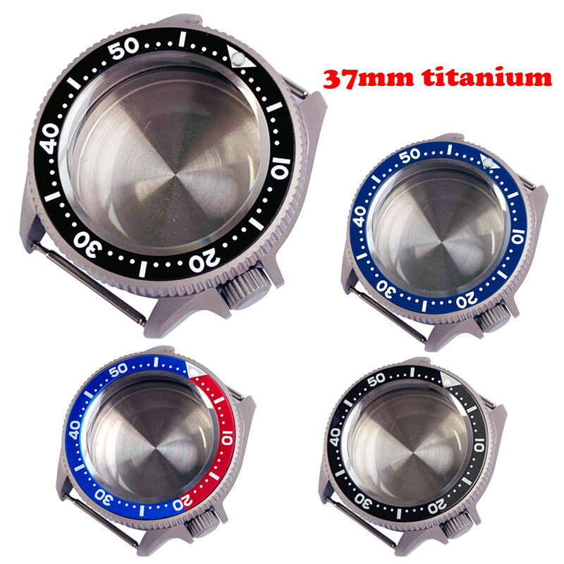 Titanium 37mm Dive Watch Case 3.8 Crown Sapphire 120 Click Bezel Fit NH35 PT5000
