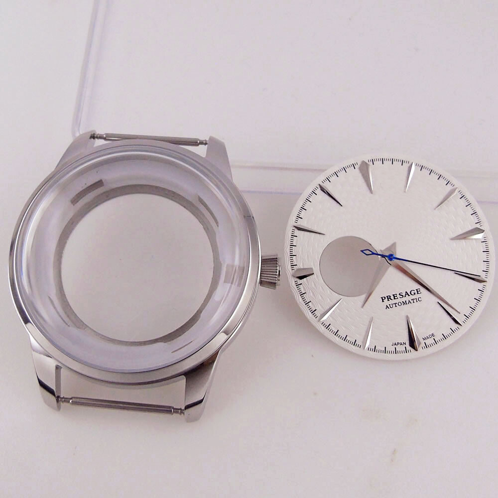 40mm Stainless Steel Bow glass Watch Case Fit NH38A Aviator Rose golden case