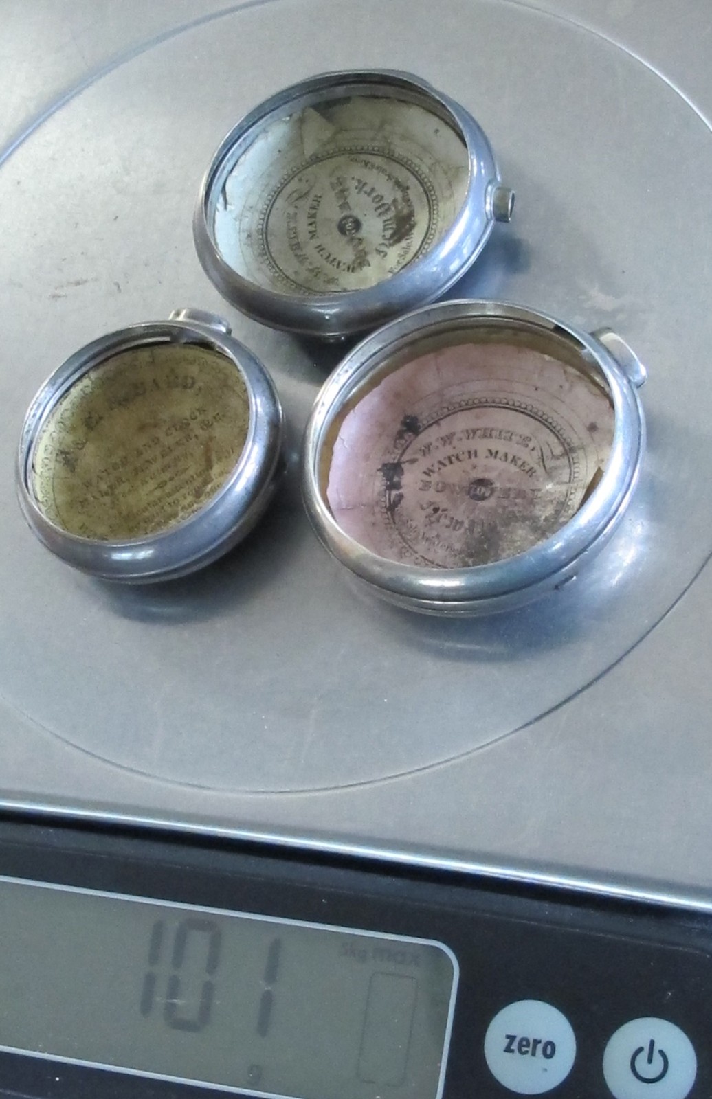 Antique 3 STERLING SILVER Hallmarked English PAIR CASES + Pocket Watch Papers