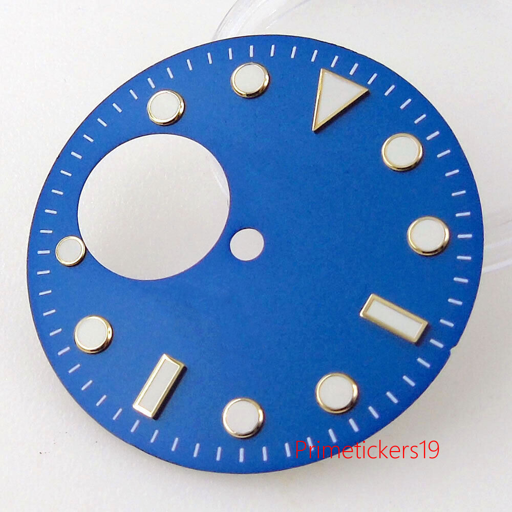 Fit NH38 Automatic Movement 29mm Black/Blue Watch Hollow Dial Hands Set Luminous