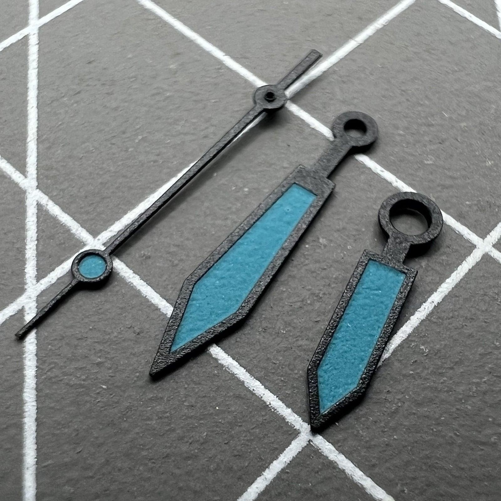 Blue Luminous Blue Polished Black Trim Hands Set for ETA2836/2846/2824/2846