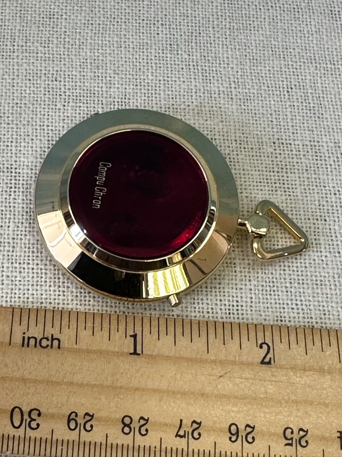 GOLD-TONE Vintage COMPU CHRON Red Led POCKET WATCH CASE New Old Stock RARE Mint