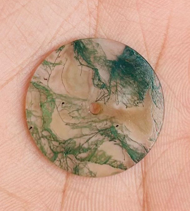Moss Agate Watch Dial, 24.5mm Round Stone Disc for Jewelry Making GMC-314