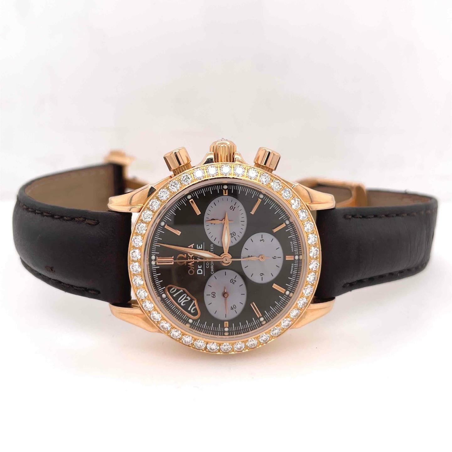 Omega DeVille Co-Axial Automatic 35 mm Rose Gold Diamond Bezel Ladies 4677.60.37