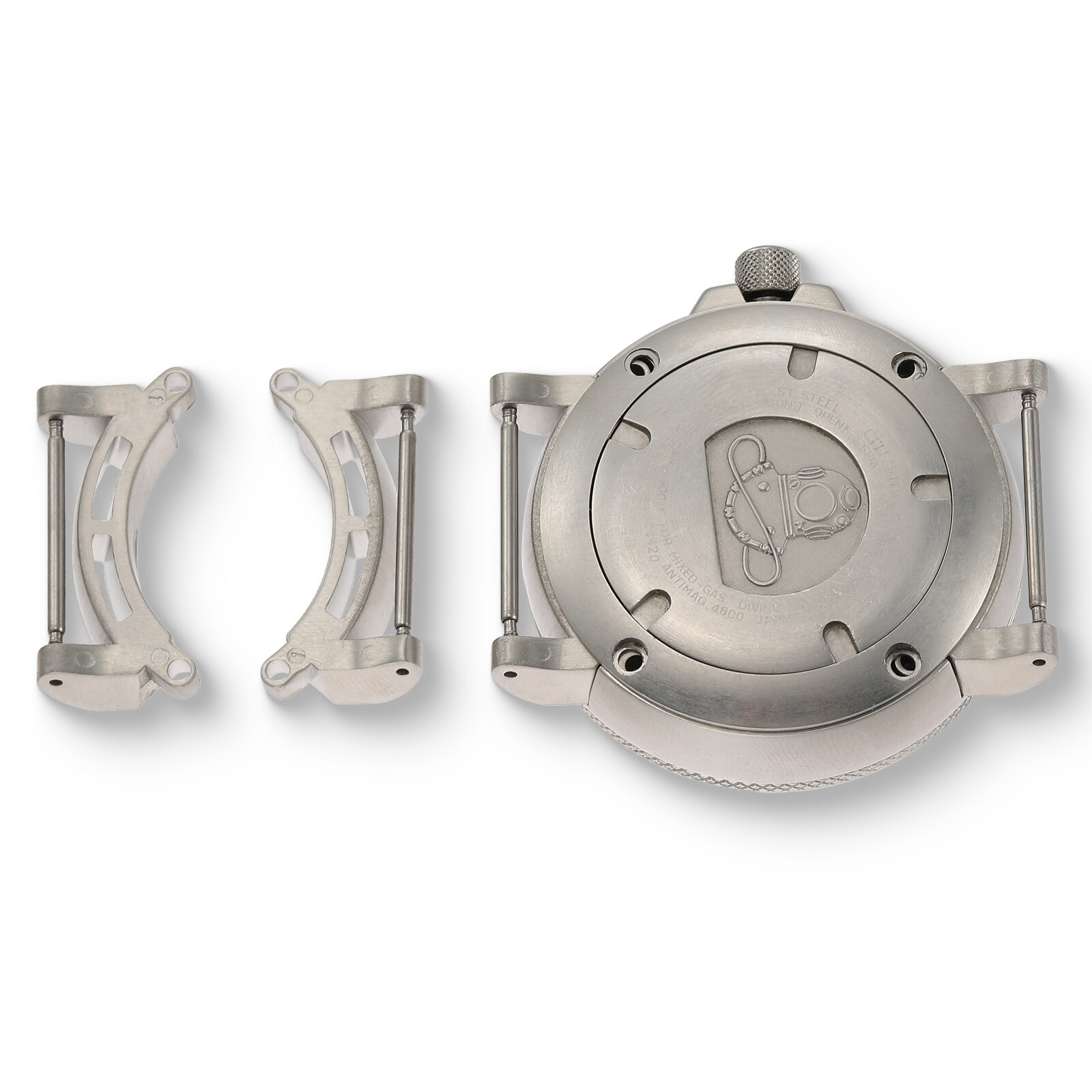 Silver Metal Adapters For Citizen Eco-Drive Promaster Professional Diver BJ8050
