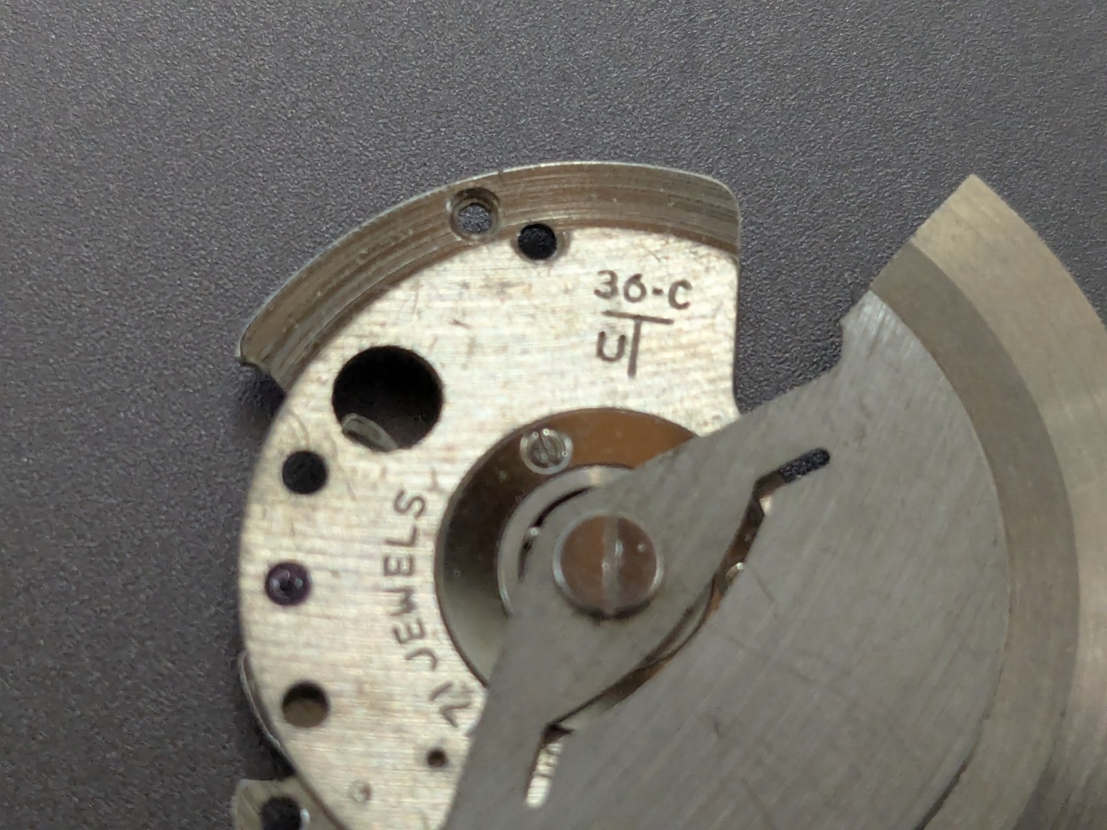 UT Unitas Automatic Watch Rotor Partial Winding Assy – Oscillating Weight – Used
