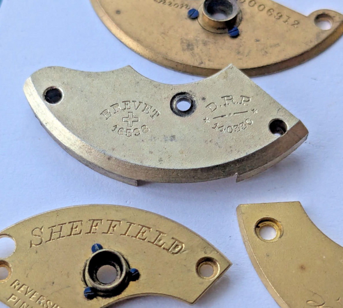 Antique 18th/19th C English Fusee Watch Parts Balance Cocks Hand Engraved Brass