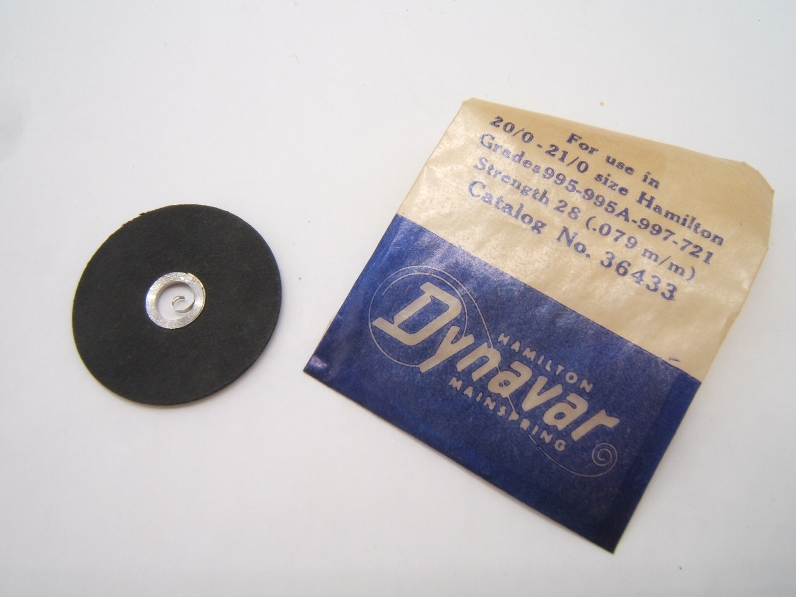 HAMILTON MAINSPRING 20/0-21/0 GRADE 995 997 CAT NO 36433 DYNAVAR STRENGTH 28