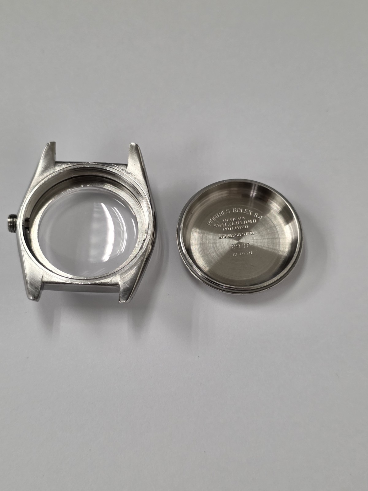 ROLEX 2940 BUBBLE BACK AUTO WATCH CASE COMPLETE 32 MM (100% GENUINE & V.GOOD)