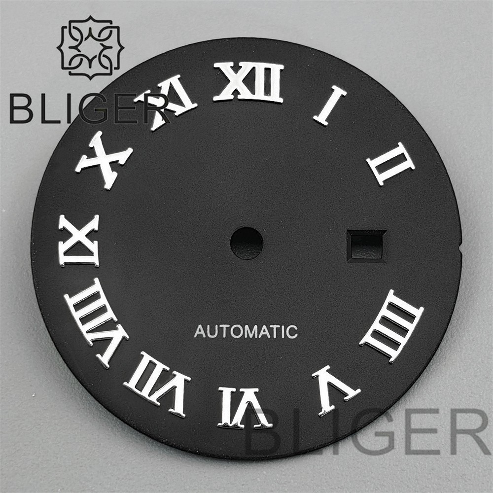 24.5mm Roman Numerals Sun Pattern Watch Dial Date Fit NH05 06 Movement