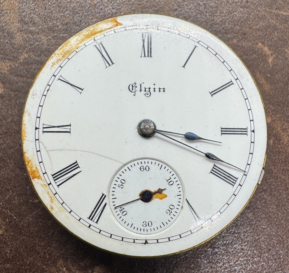 Vintage ELGIN GRADE 113 0S 11J Pocket Watch Movement. Good Staff