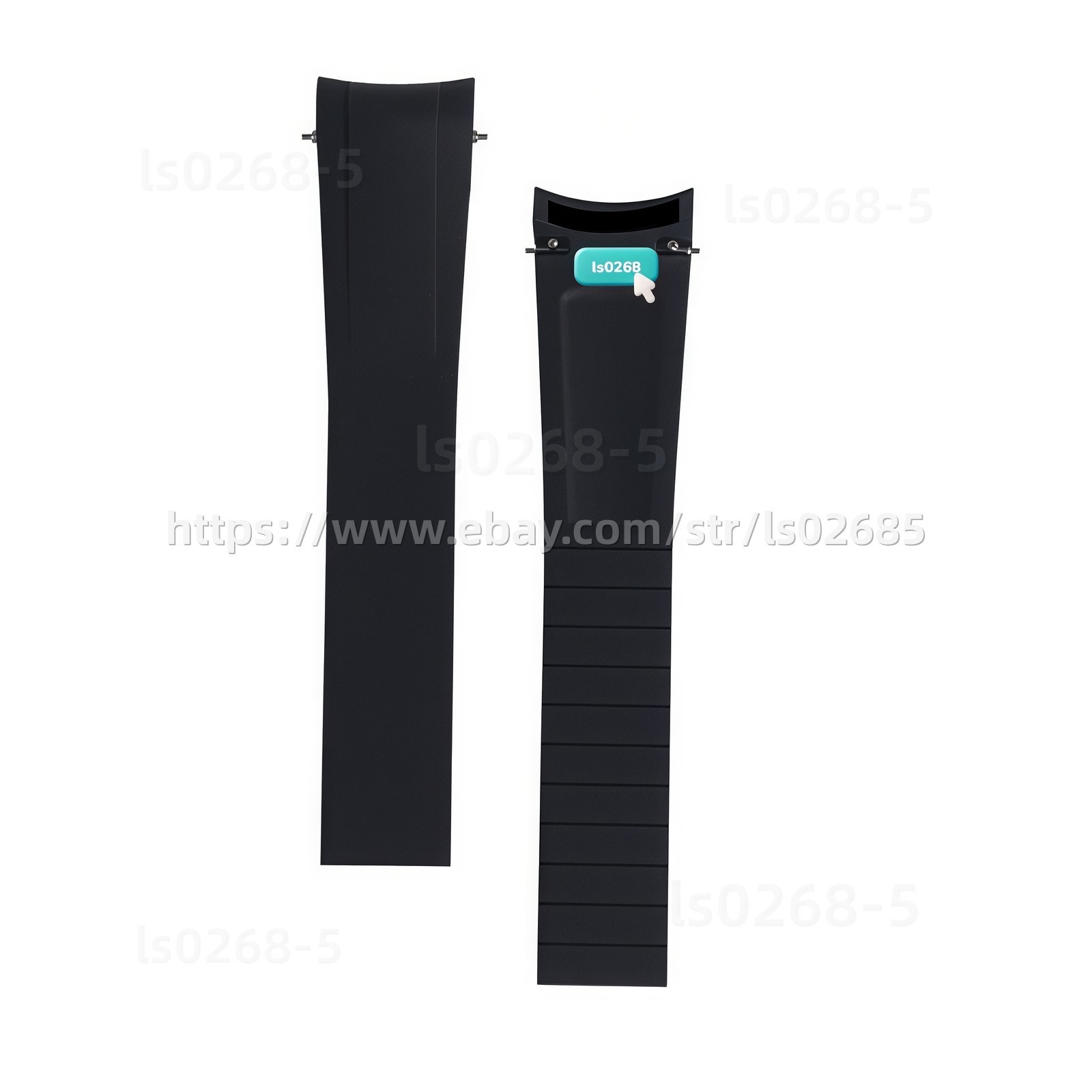 20mm Fluororubber Watch Strap Quick Release Folding Buckle Extended Length