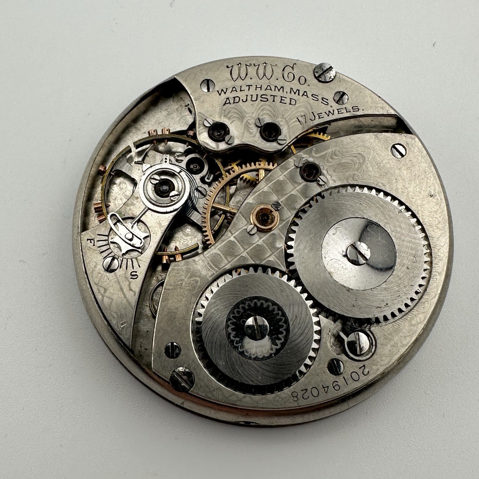 1915 Waltham No. 235 Model 1894 12s 17J Pocket Watch Movement PARTS / REPAIR