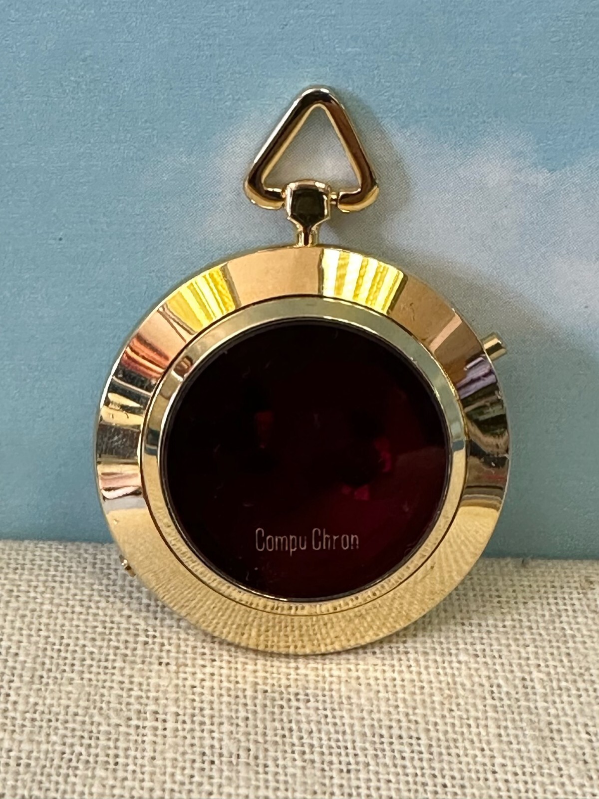 GOLD-TONE Vintage COMPU CHRON Red Led POCKET WATCH CASE New Old Stock RARE Mint