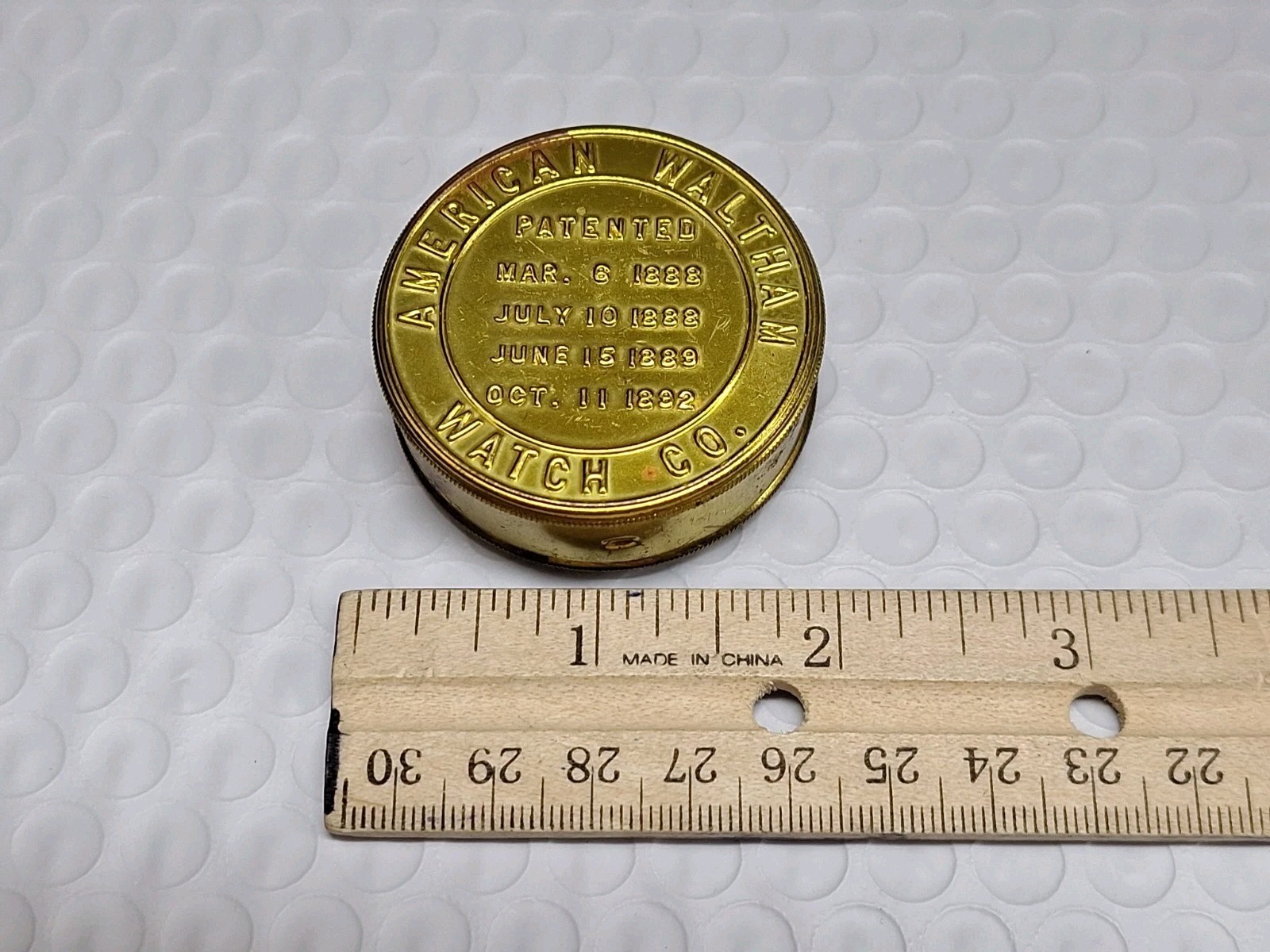 American Waltham Watch Co. Pocket Watch Movement Holder Container Tin 16s EMPTY