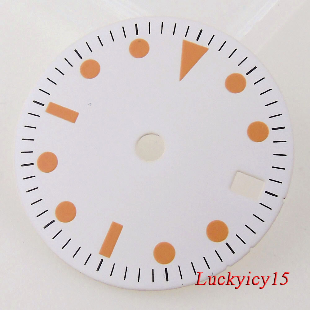 Tandorio 29MM Luminous White Watch Dial Date Fit NH34 NH34A Automatic Mens watch