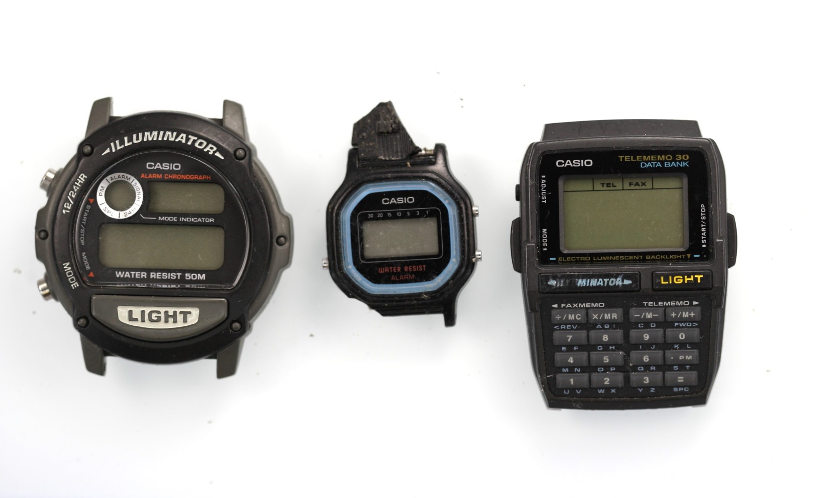 Casio Watch Illuminator Black Grey Plastic Stainless Steel Quartz NON-WORKING