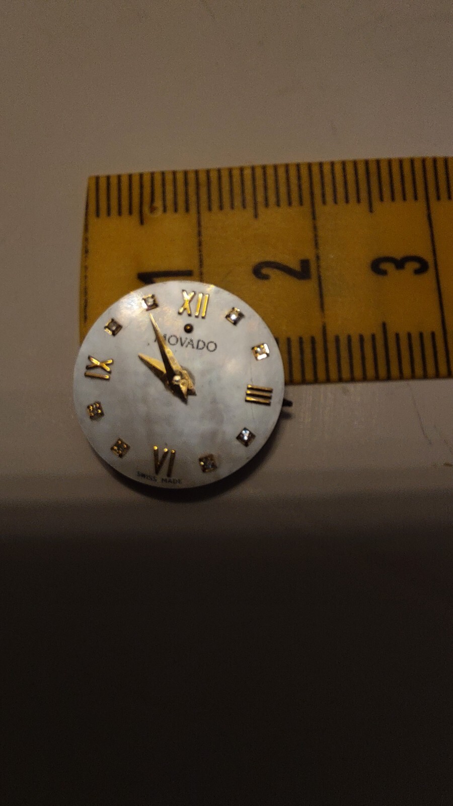 Movado Watch Face & Movement Mother Of Pearl Diamond Parts Only NOT WORKING READ