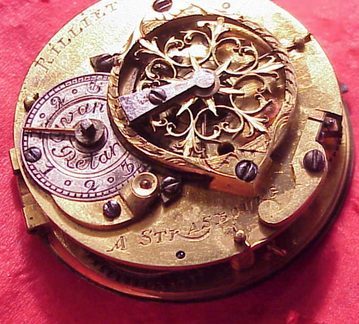 VINTAGE 36MM RILLIET A STRASBURG VERGE FUSS POCKET WATCH FRENCH MOVEMENT