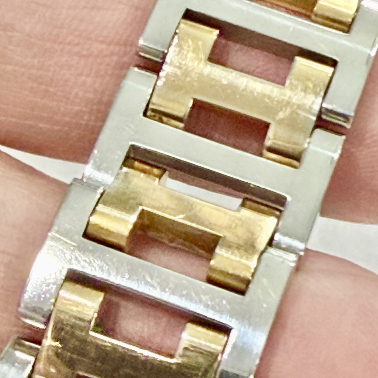 Genuine Hermes Clipper Men’s Watch Strap 4 Links Set 17mm Two-Tone 1.7” Long