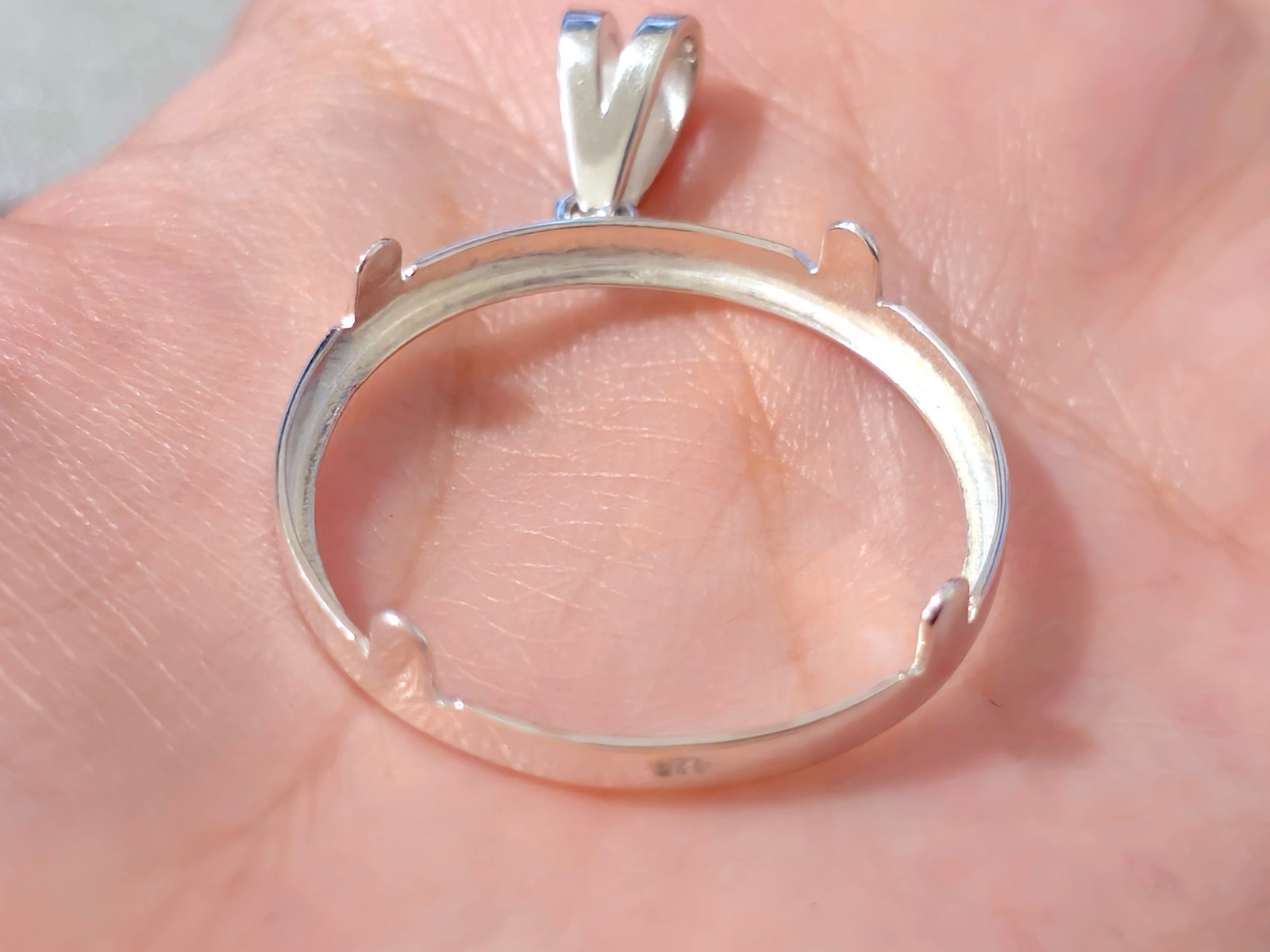 925 Sterling Silver Prong Back Simple Bezel for 26mm Susan B Anthony Dollar Coin