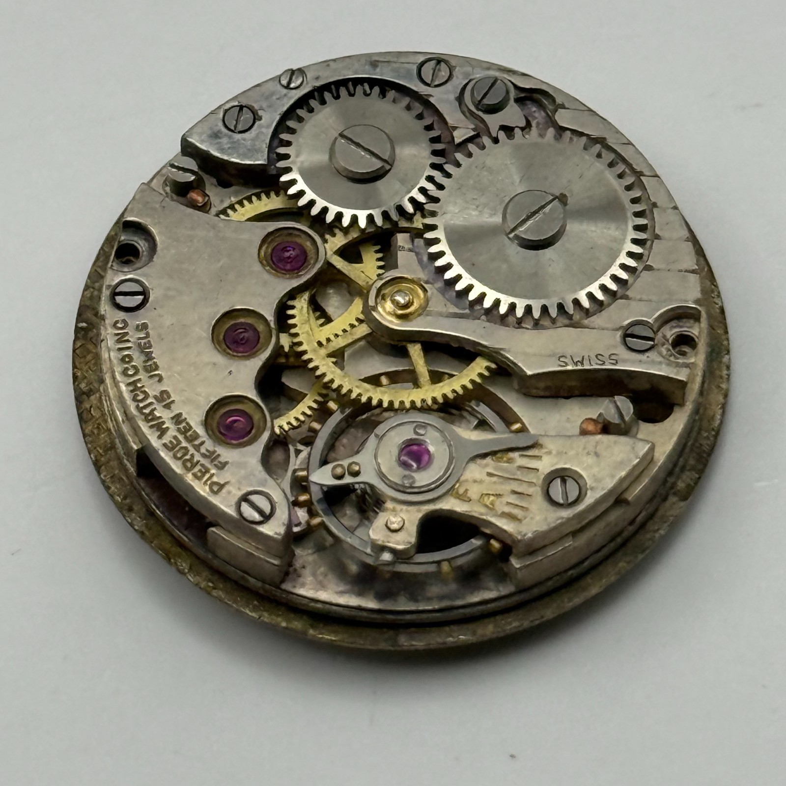 Pierce Watch Movement Swiss 15 Jewels Sub Seconds Manual Wind Parts 23.6mm
