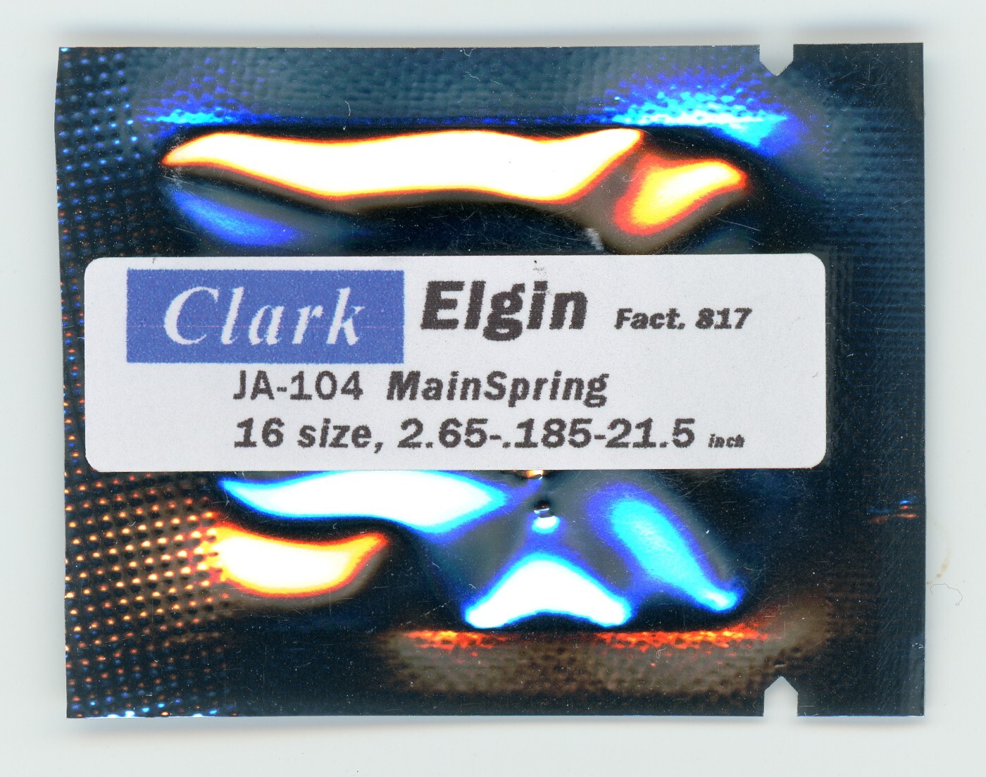 Elgin 16 size JA-104 DBH Mainspring Factory # 817 “CLARK”
