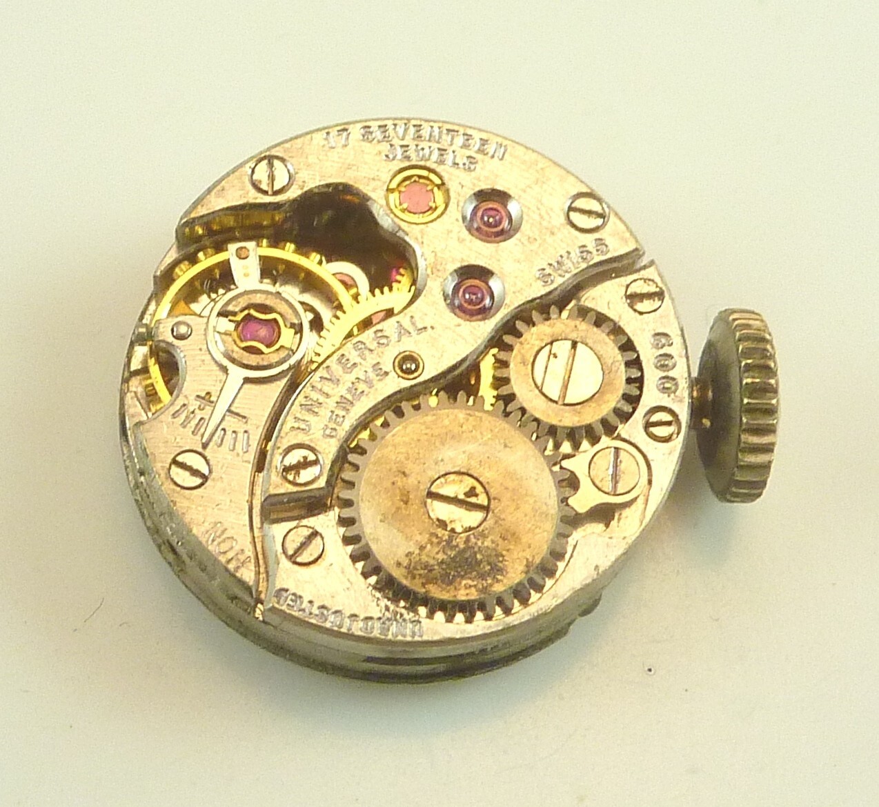 Universal Geneve 600 Wrist Watch Movement – Good Balance – Parts / Repair