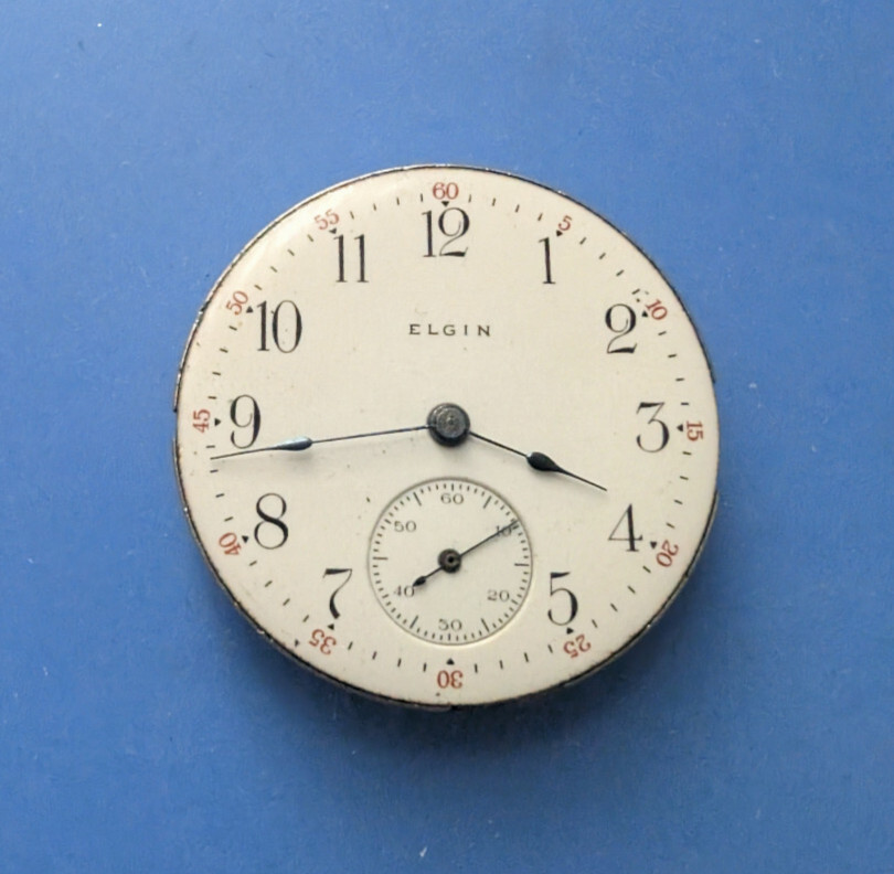 VINTAGE 0 SIZE ELGIN GRADE 320 HUNTING POCKET WATCH MOVEMENT RUNNING