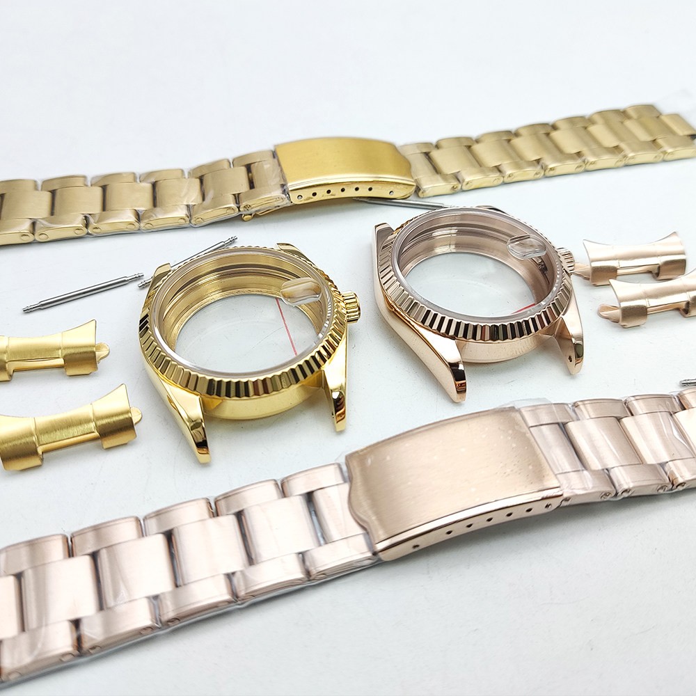 36mm Stainless Gold Watch Case Sapphire Glass For Nh35/36 Movement 28.5mm Dial