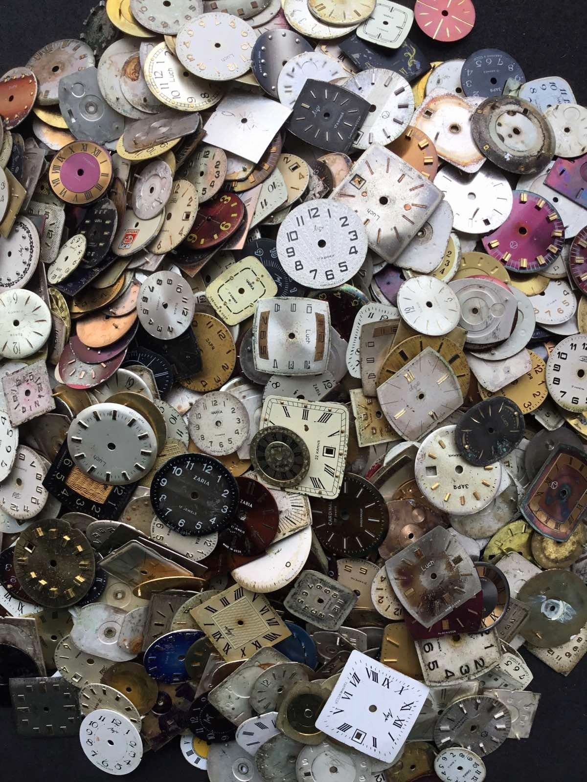 Lot 1000 pieces of used vintage ladies watch dials faces Steampunk Art DIY GOOD