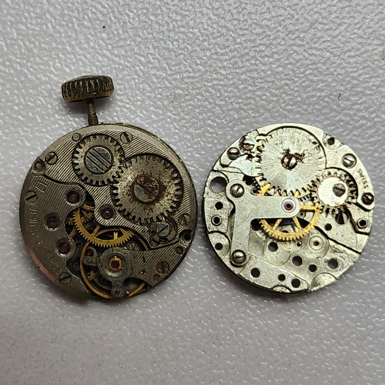 Lot of 2 Mechanical Watch Movements for Parts/Repair -FHF 57-21 & Caliber 815