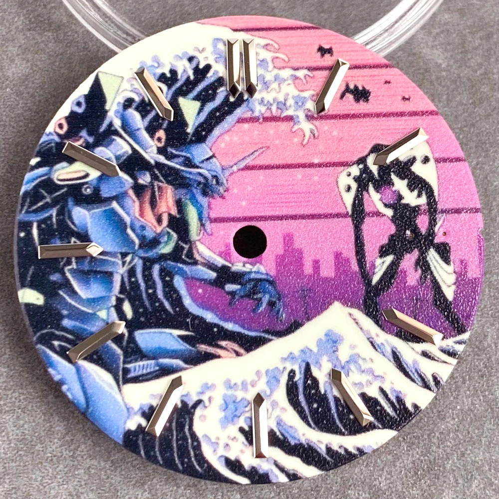 Full Luminous 28.5mm Dial Creative Surfing Dial for Kanagawa Watch Dial NH35 NH3