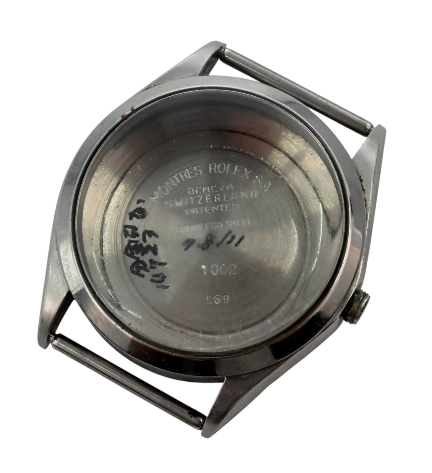 Original 1969 Rolex Air King 34mm Stainless Steel Watch Case Complete 5500 1002!