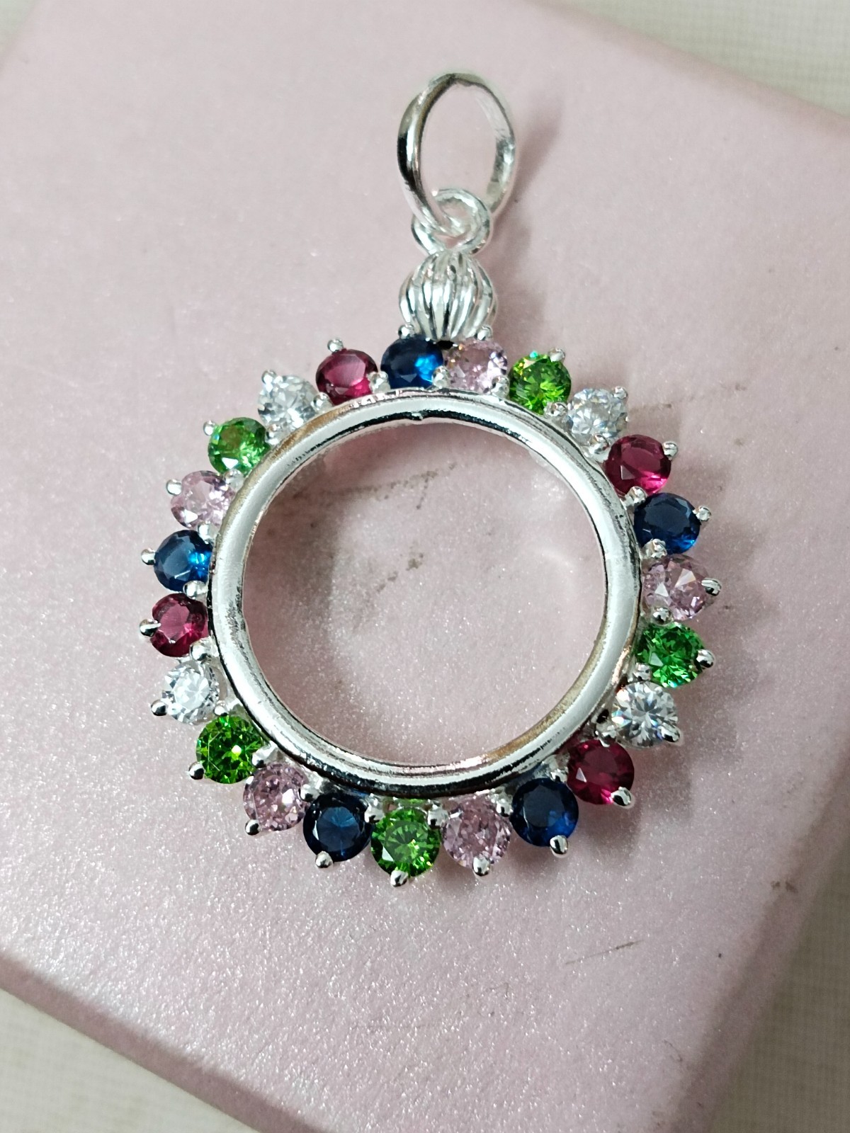 925 Sterling Silver Round CZ Bezel Pendant Handmade Blank Bezel