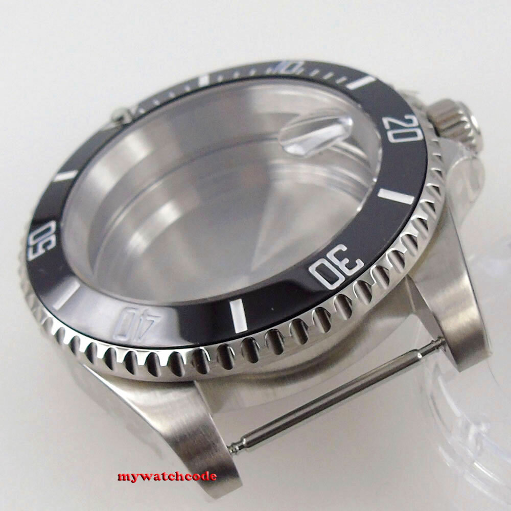 40mm Black Ceramic Bezel Sapphire Glass Watch Case fit NH35 NH36 2824 8215 2836