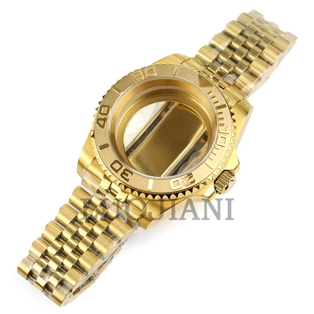 40mm Jubilee Gold Watch Case Sapphire Glass Fit Yacht-Master NH34 NH35 NH36