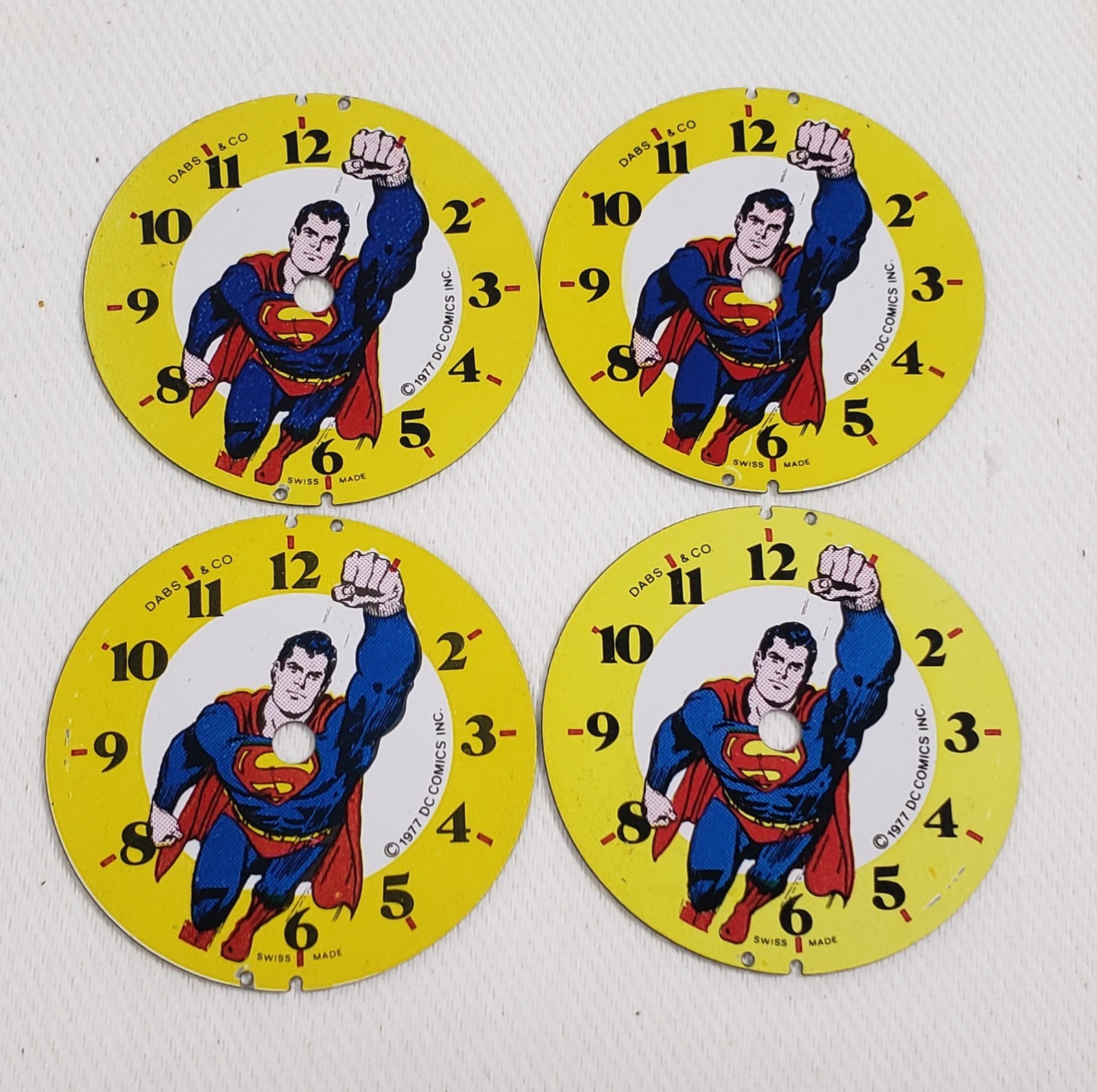 Lot of 4 1977 Large DABS Superman Vintage Character Watch Dials