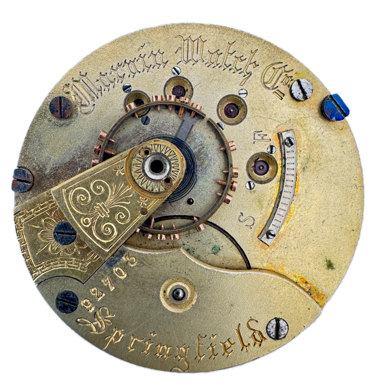 Antique 18s Marvin Watch Co. Mechanical Pocket Watch Movement Springfield Swiss