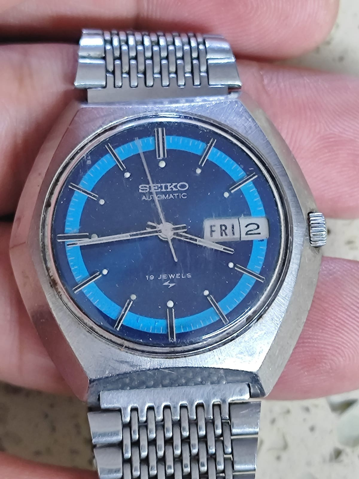 1974 Vintage SEIKO 7006-7180 Watch Blue Dial WORKING