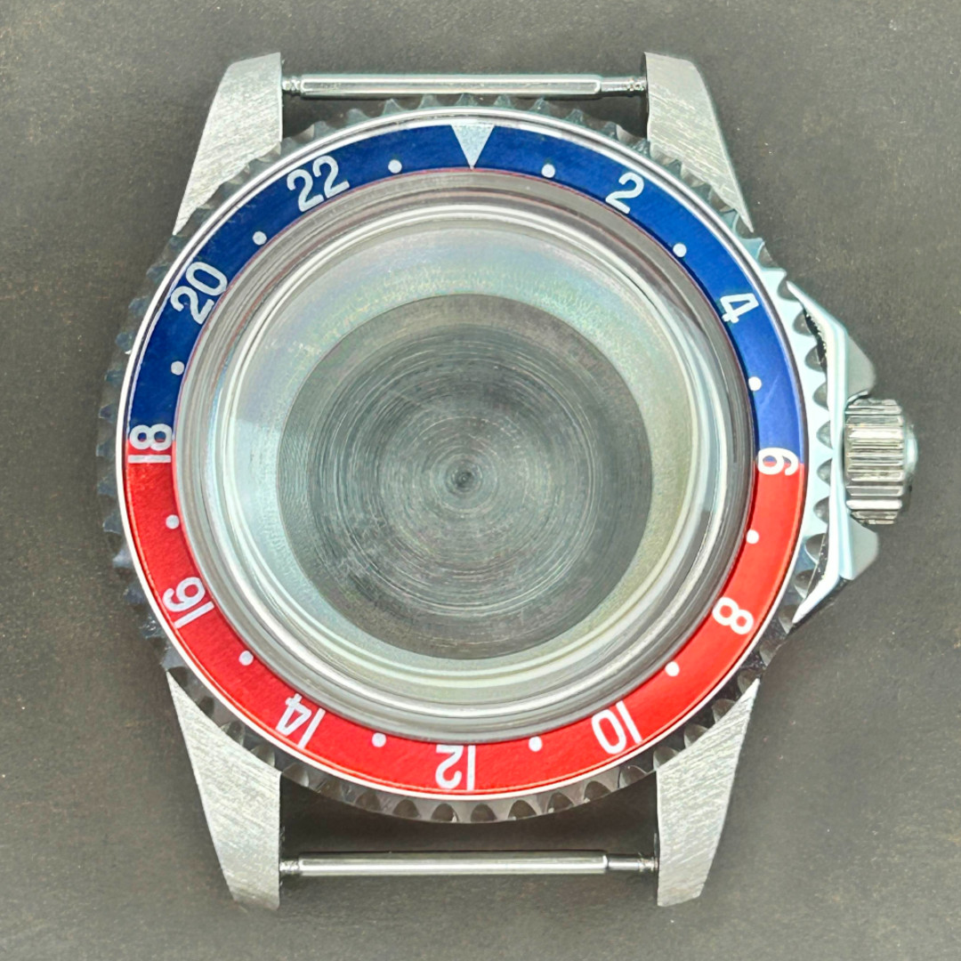 For NH35/36 Movement 39.5MM Vintage 24H Bezel Steel Dome Watch Case Drilled Lugs