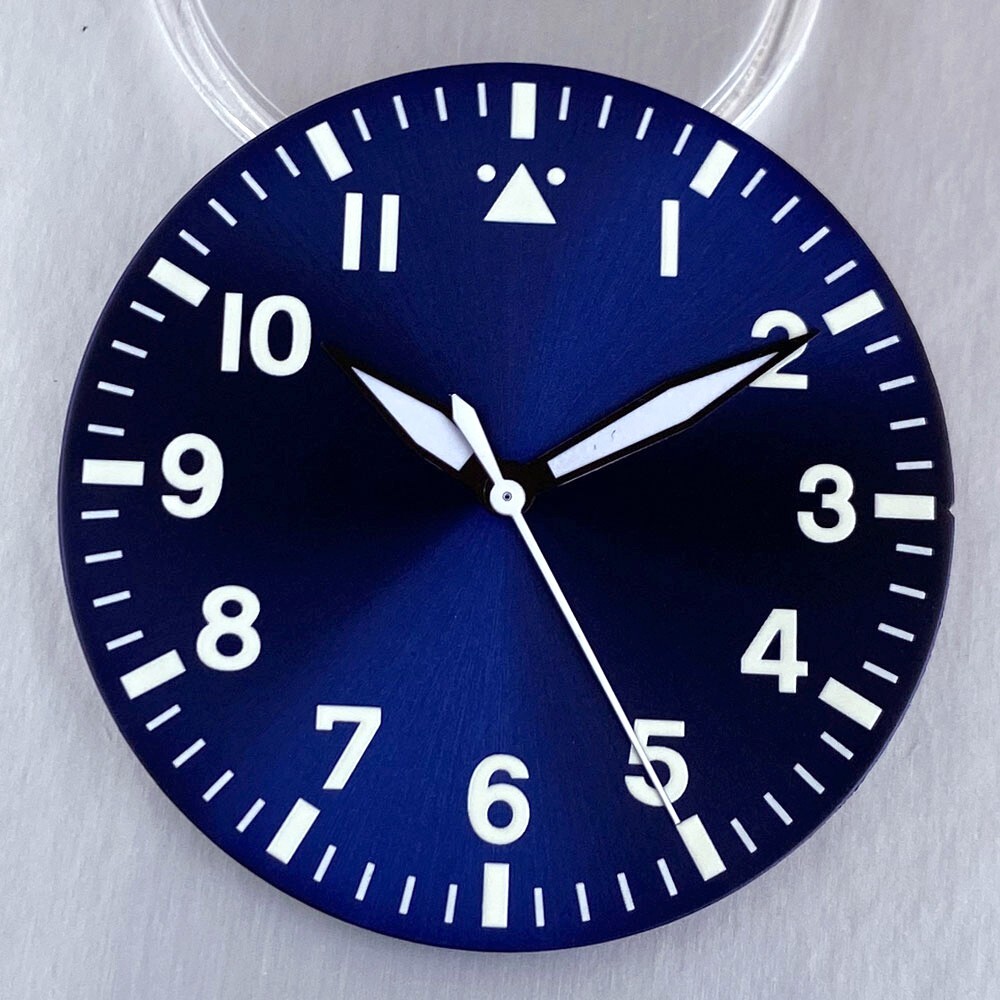 Classic Simple 38mm Black White Blue Number Watch Dial Face For NH35 NH36 2824